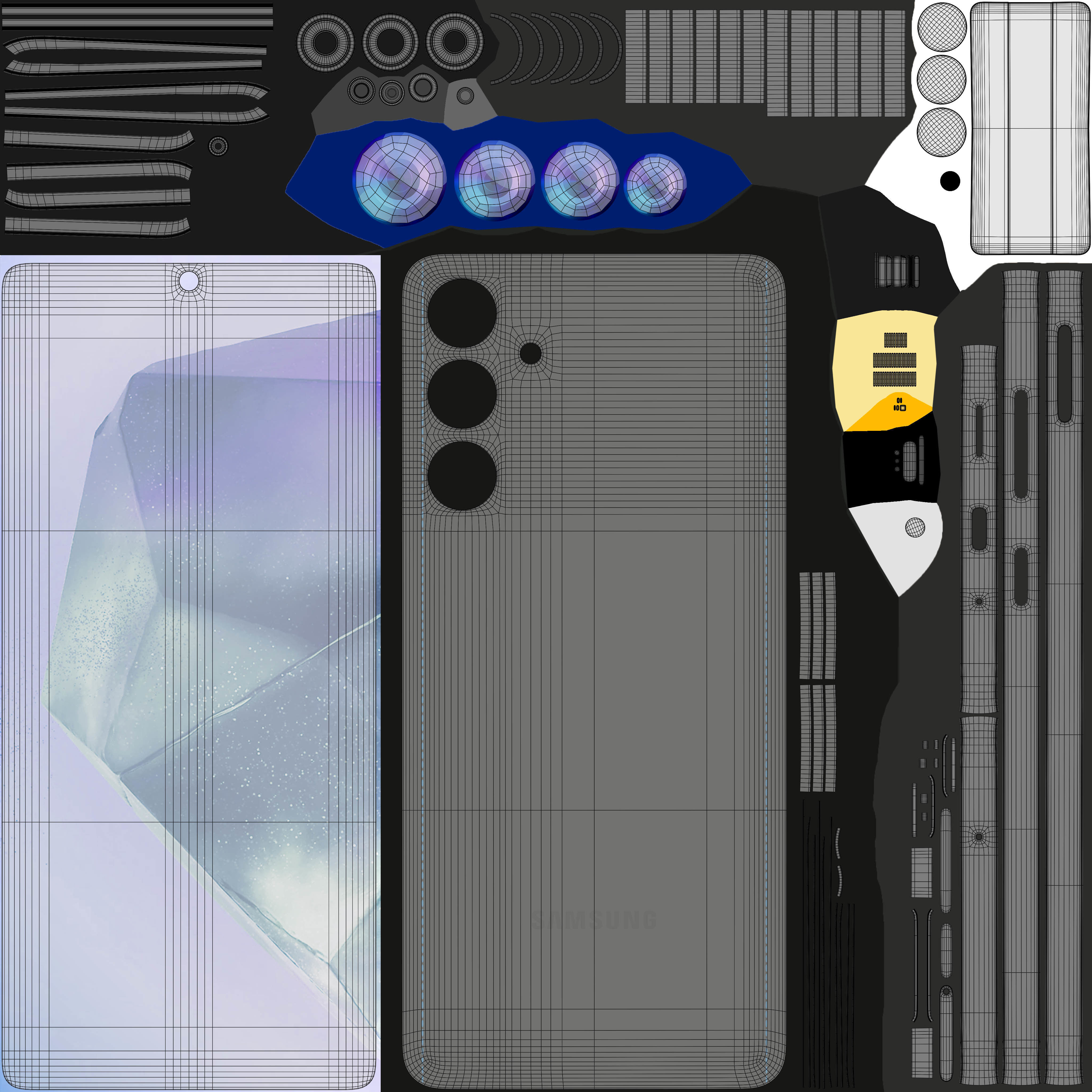 Samsung Galaxy C55 Black Low-poly 3D model_10