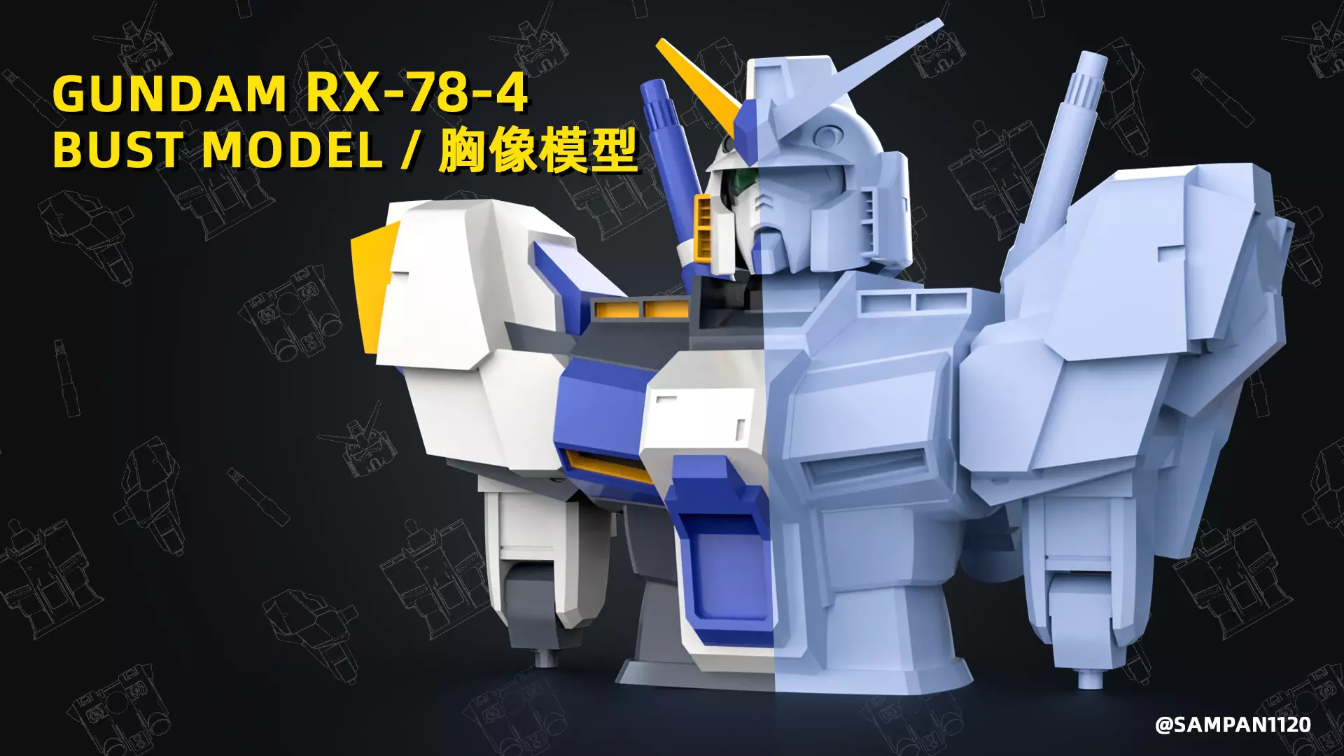 GUNDAM BUST RX-78-4 3D print model 3D print model_0