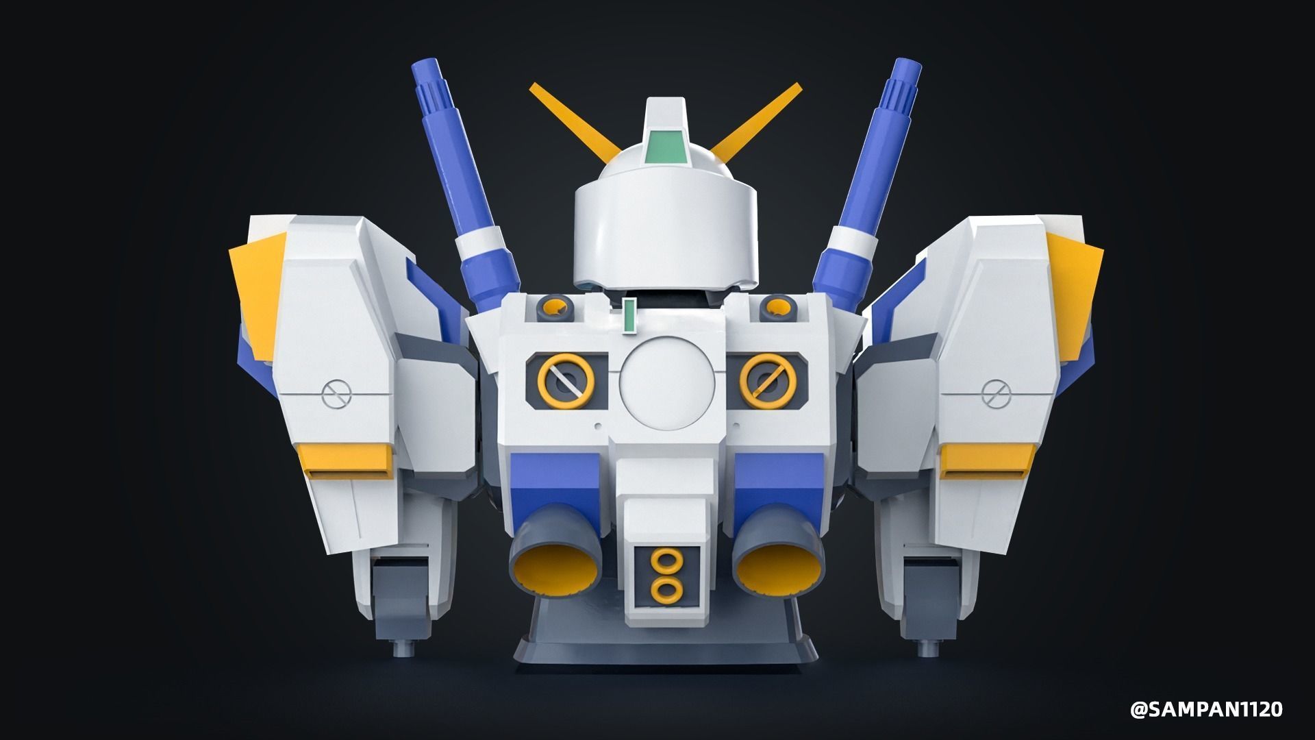 GUNDAM BUST RX-78-4 3D print model 3D print model_5