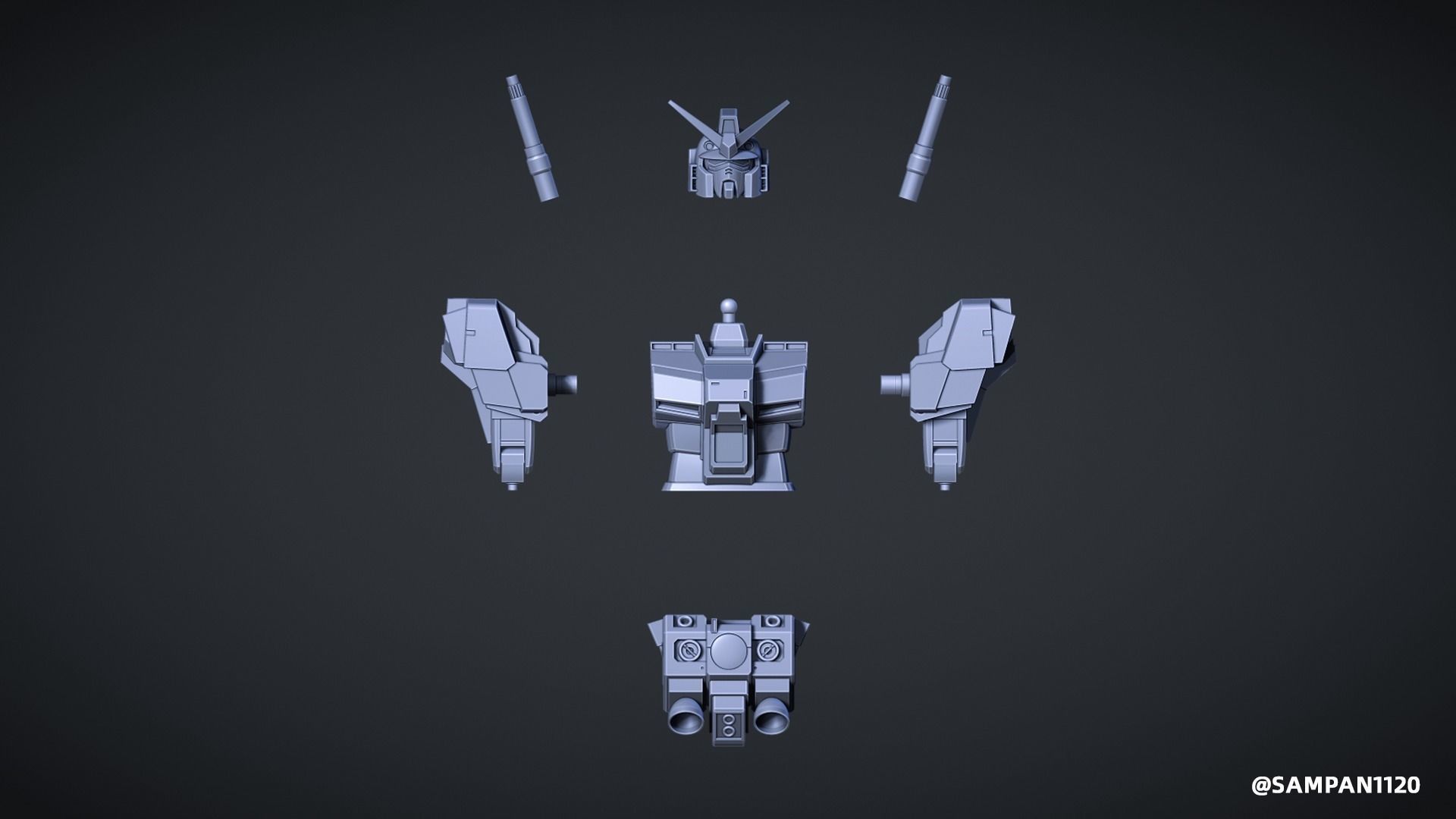 GUNDAM BUST RX-78-4 3D print model 3D print model_7