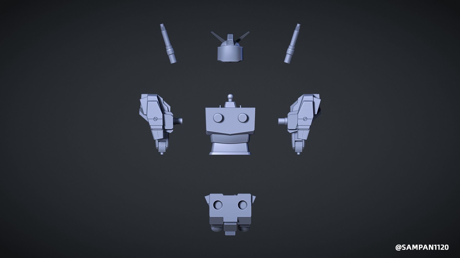 GUNDAM BUST RX-78-4 3D print model 3D print model_8