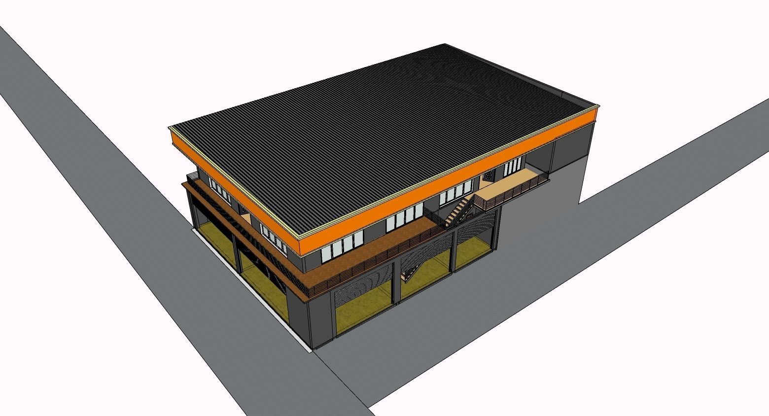 400 Seating and 100 Dining two floors Marriage hall 3D model_2