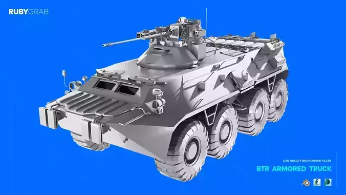 BTR Armored Truck - Low Poly Background Filler 3D model