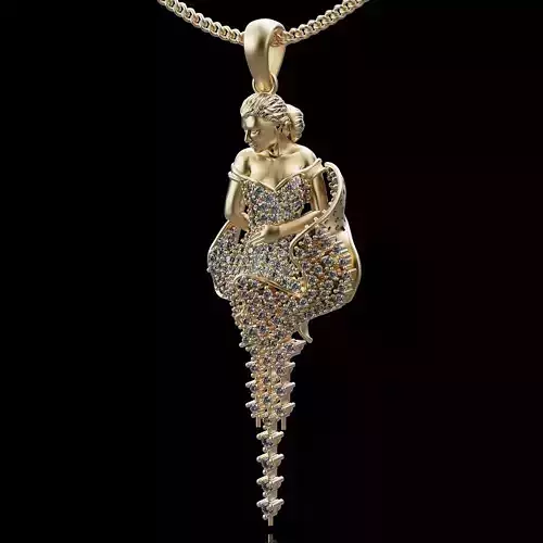 Woman pendant silver gold jewelry printable 3D model