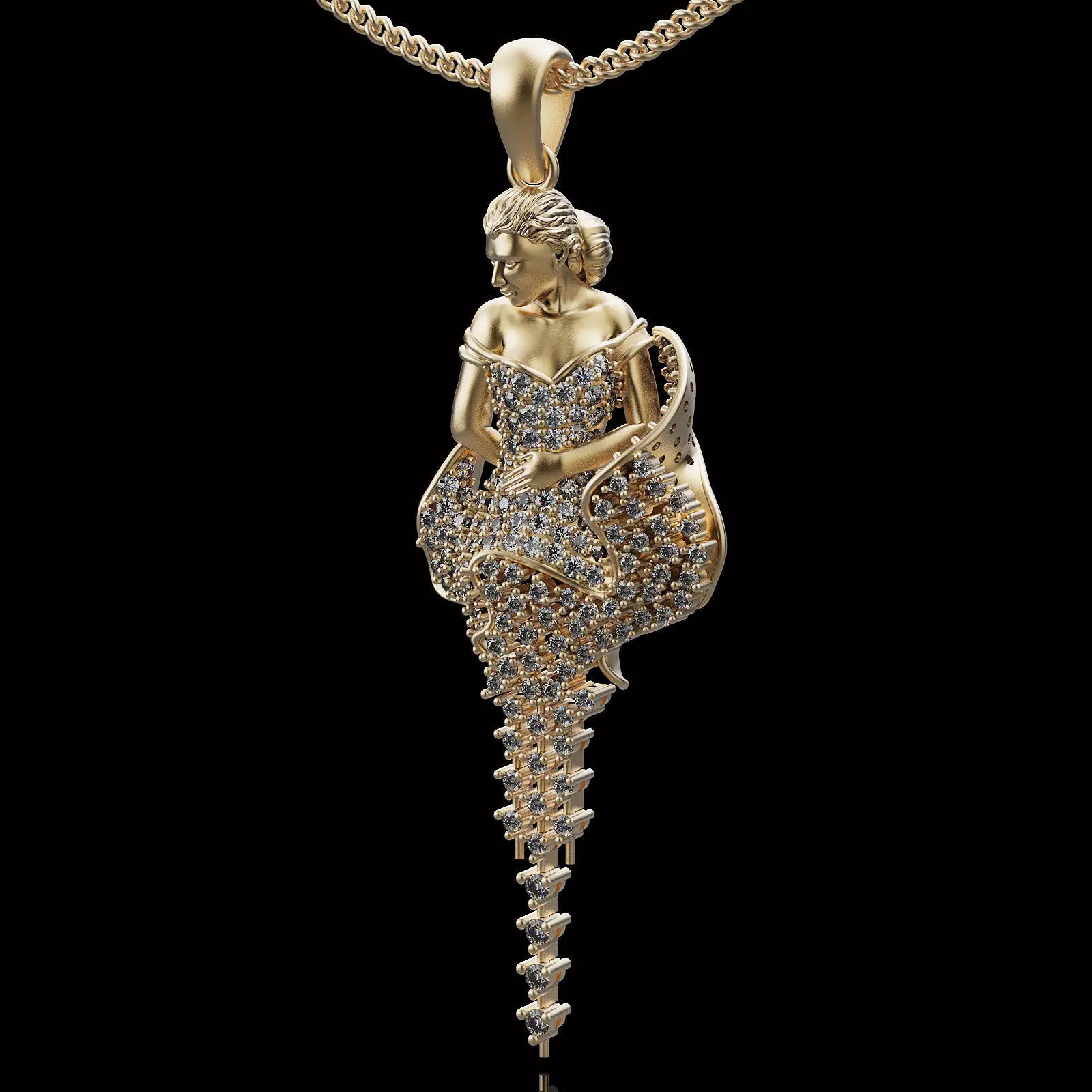 Woman pendant silver gold jewelry printable 3D model 3D print model