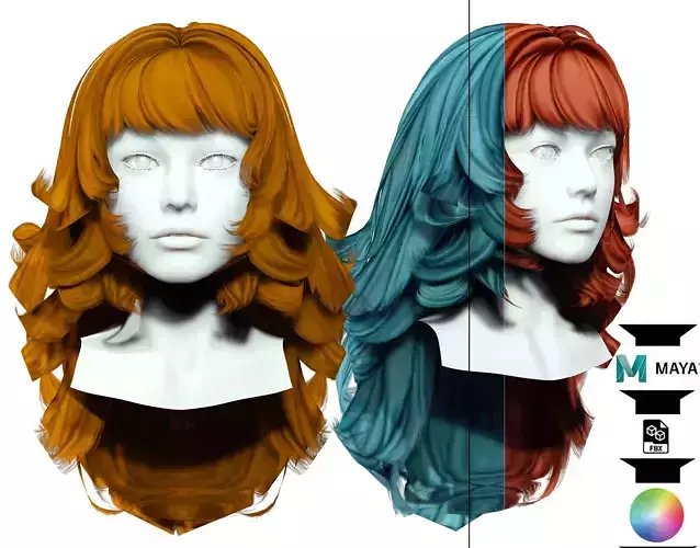 Female Long Hair - Fathered Hair Cut Low-poly 3D model