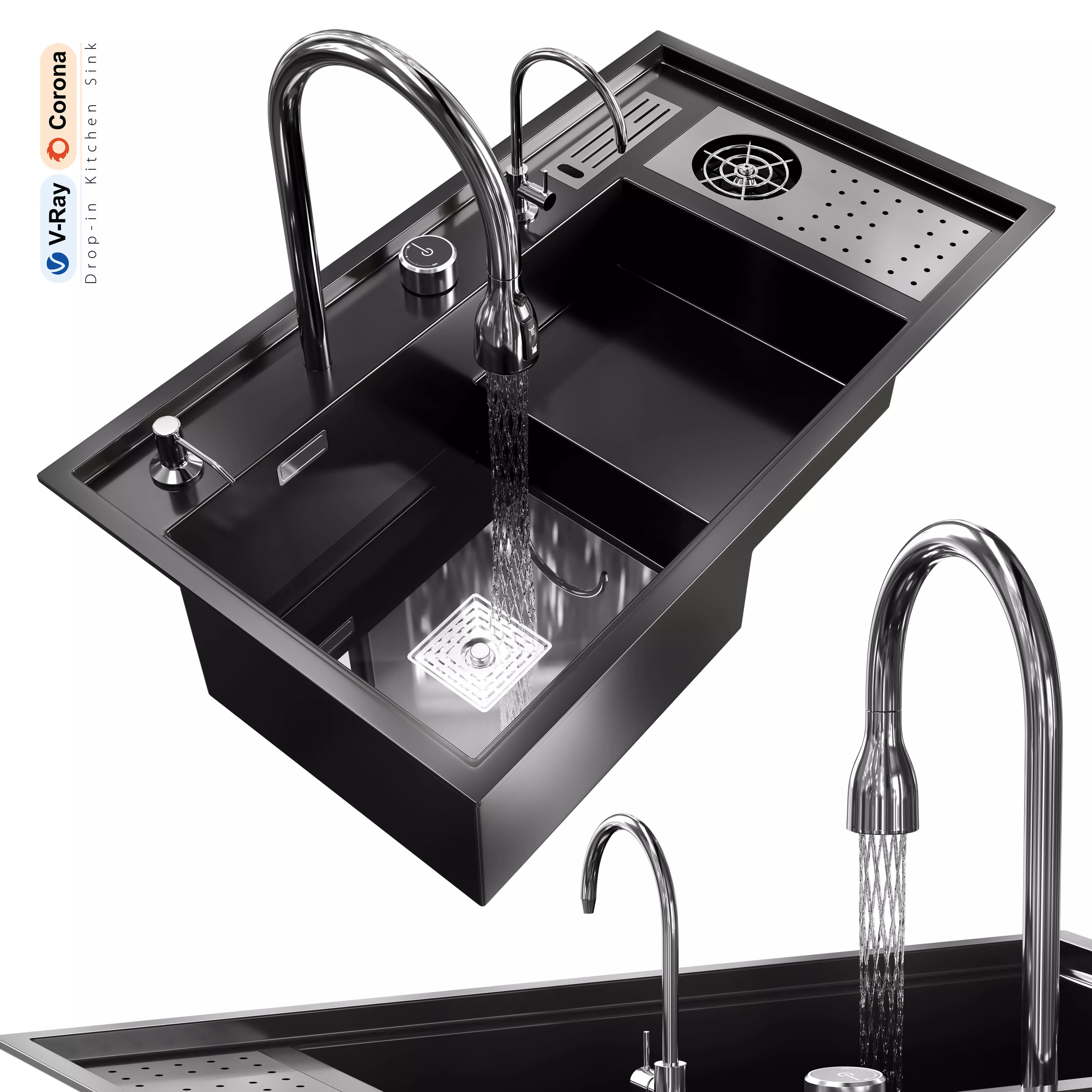 Drop-in Kitchen Sink 2 3D model