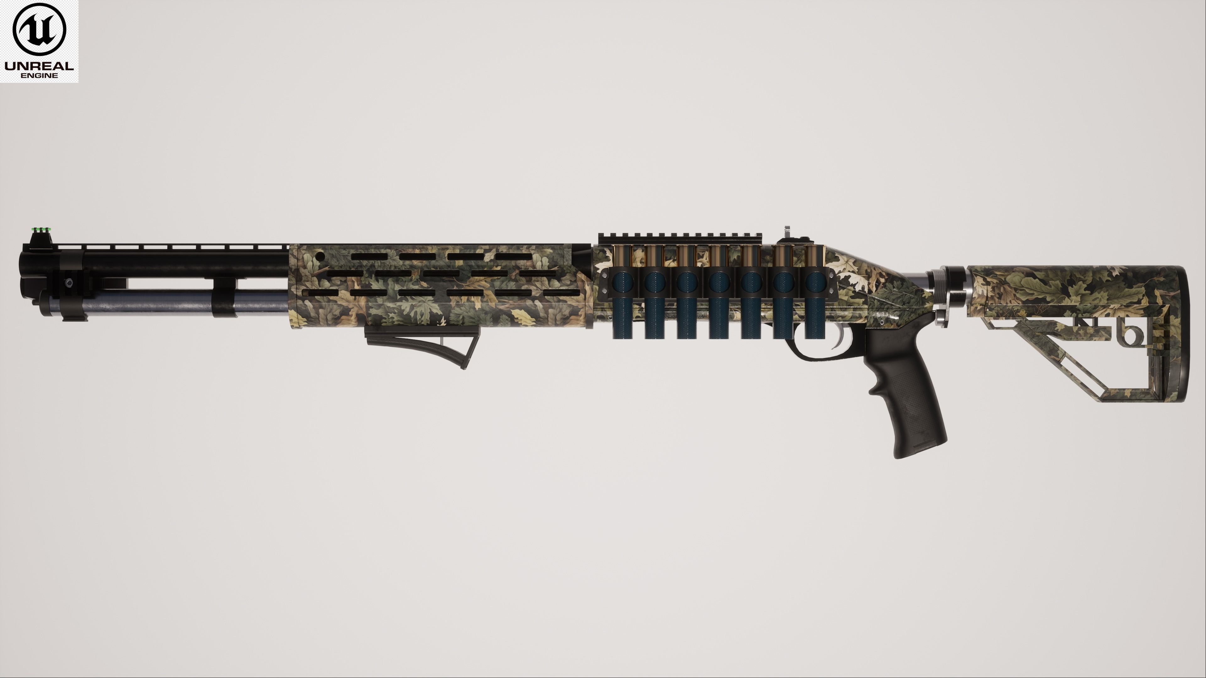 Shotgun 2 Low-poly 3D model_3