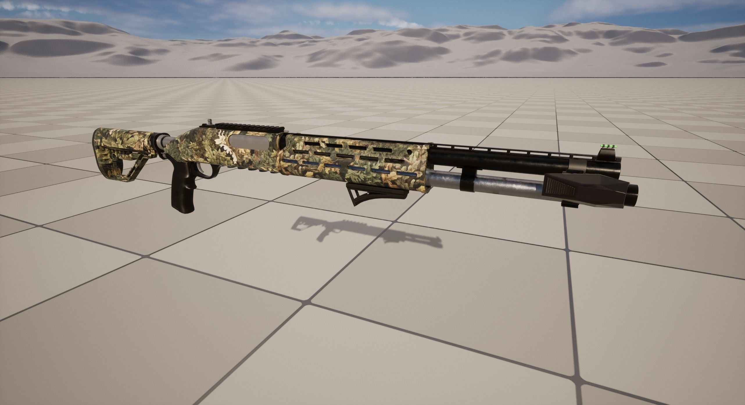 Shotgun 2 Low-poly 3D model_9