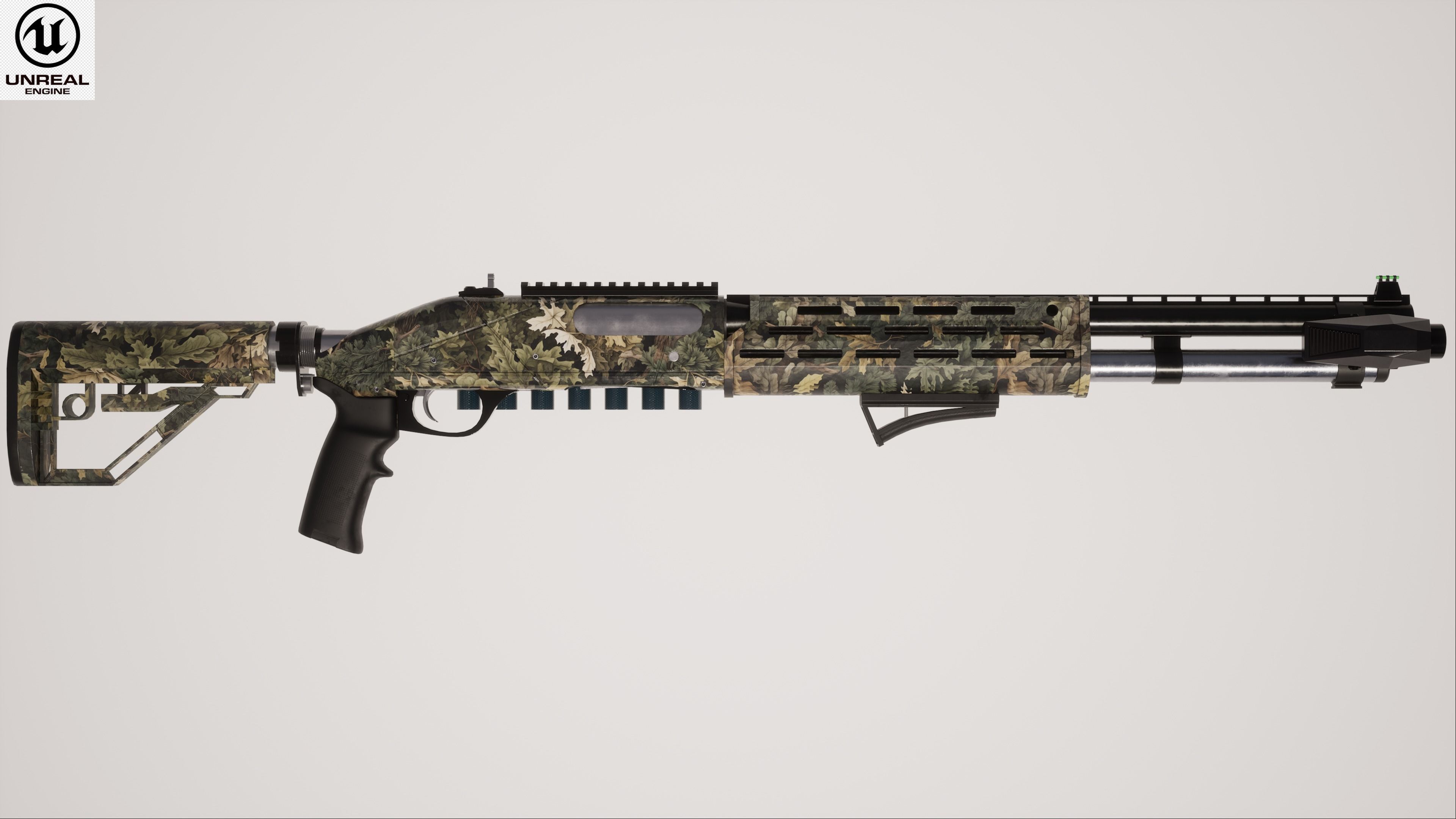 Shotgun 2 Low-poly 3D model_2