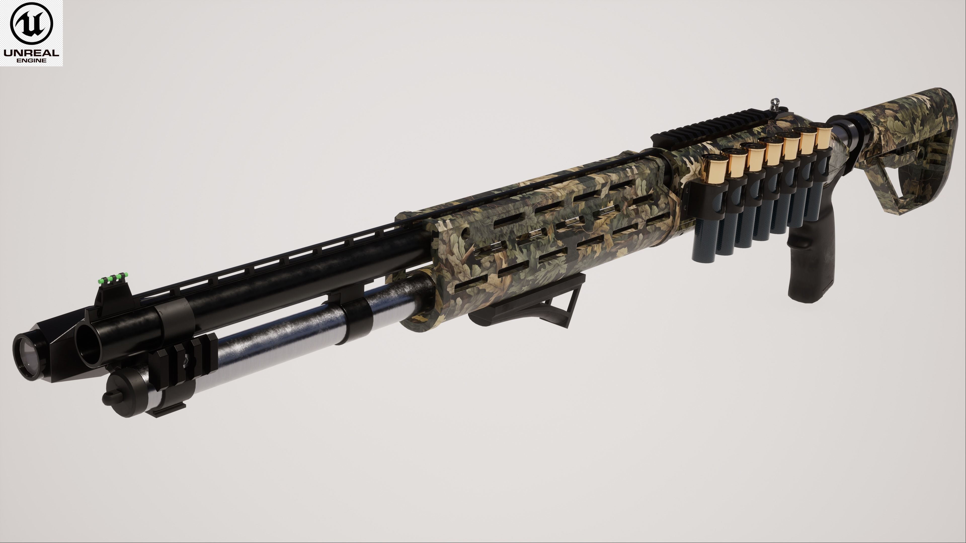 Shotgun 2 Low-poly 3D model_1