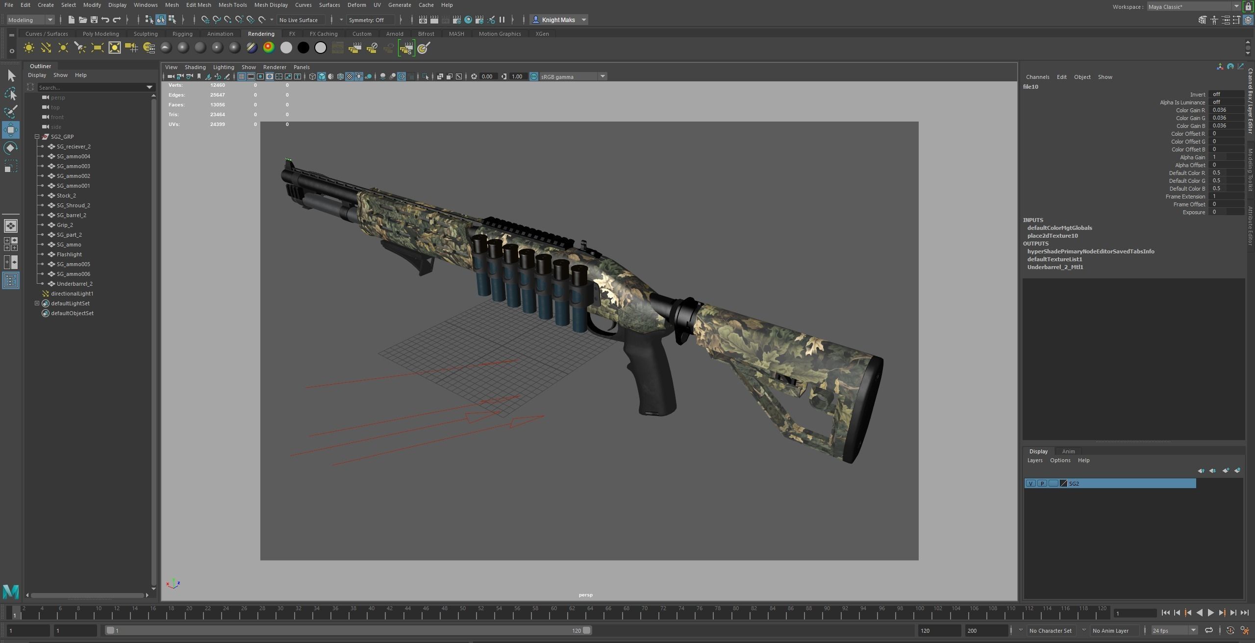 Shotgun 2 Low-poly 3D model_22