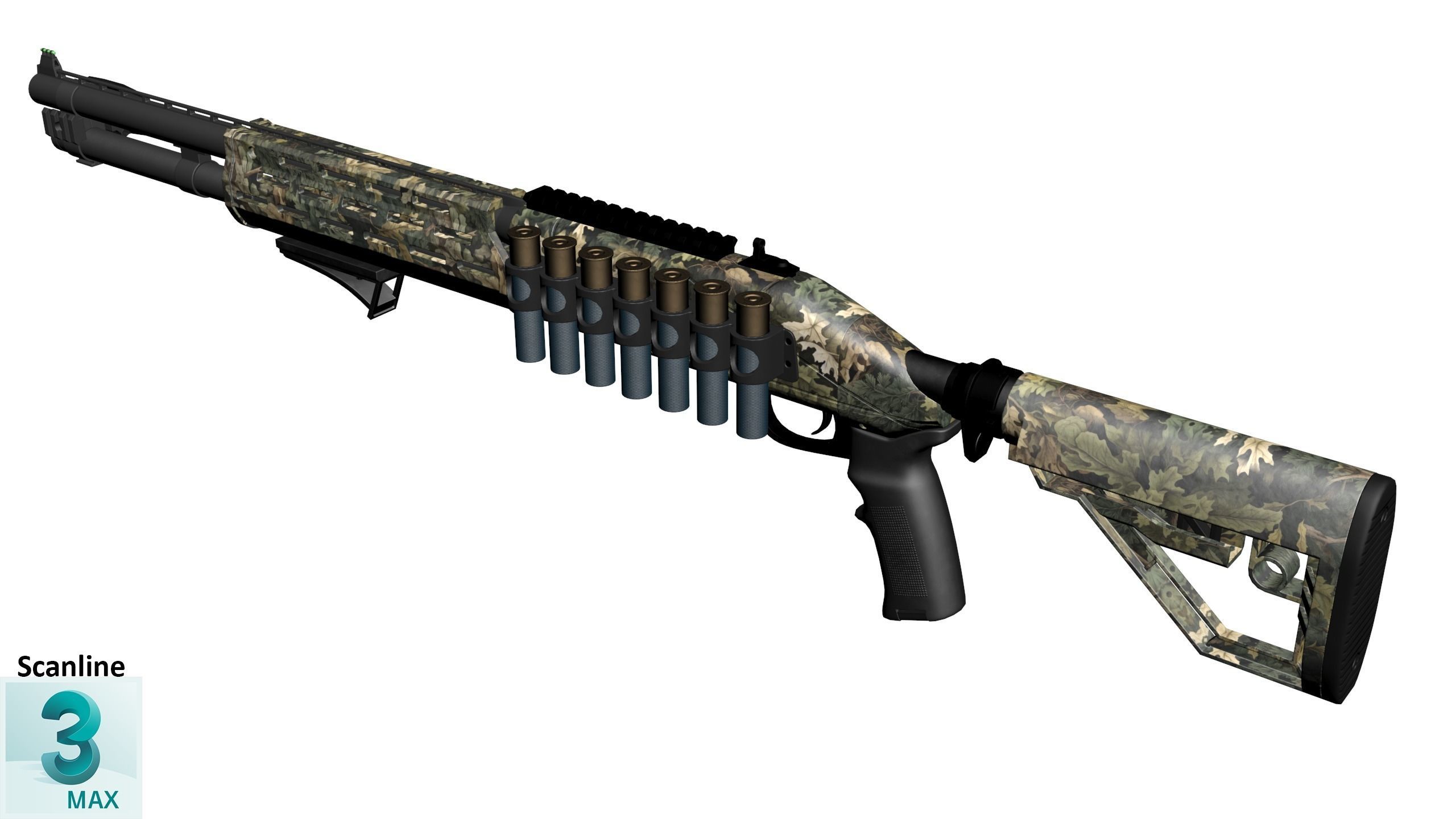 Shotgun 2 Low-poly 3D model_19