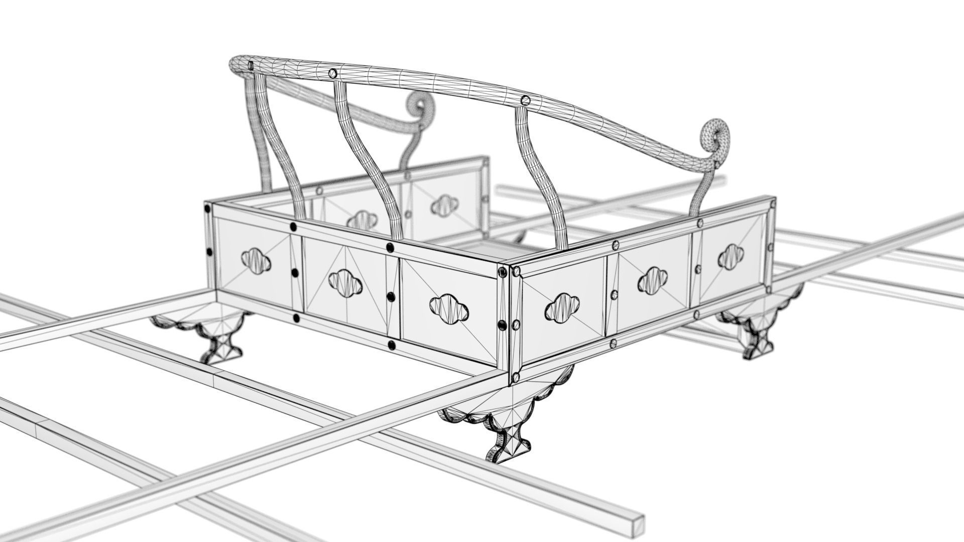Korean Palanquin Sogyo - Joseon Tongsinsa 3D model_6