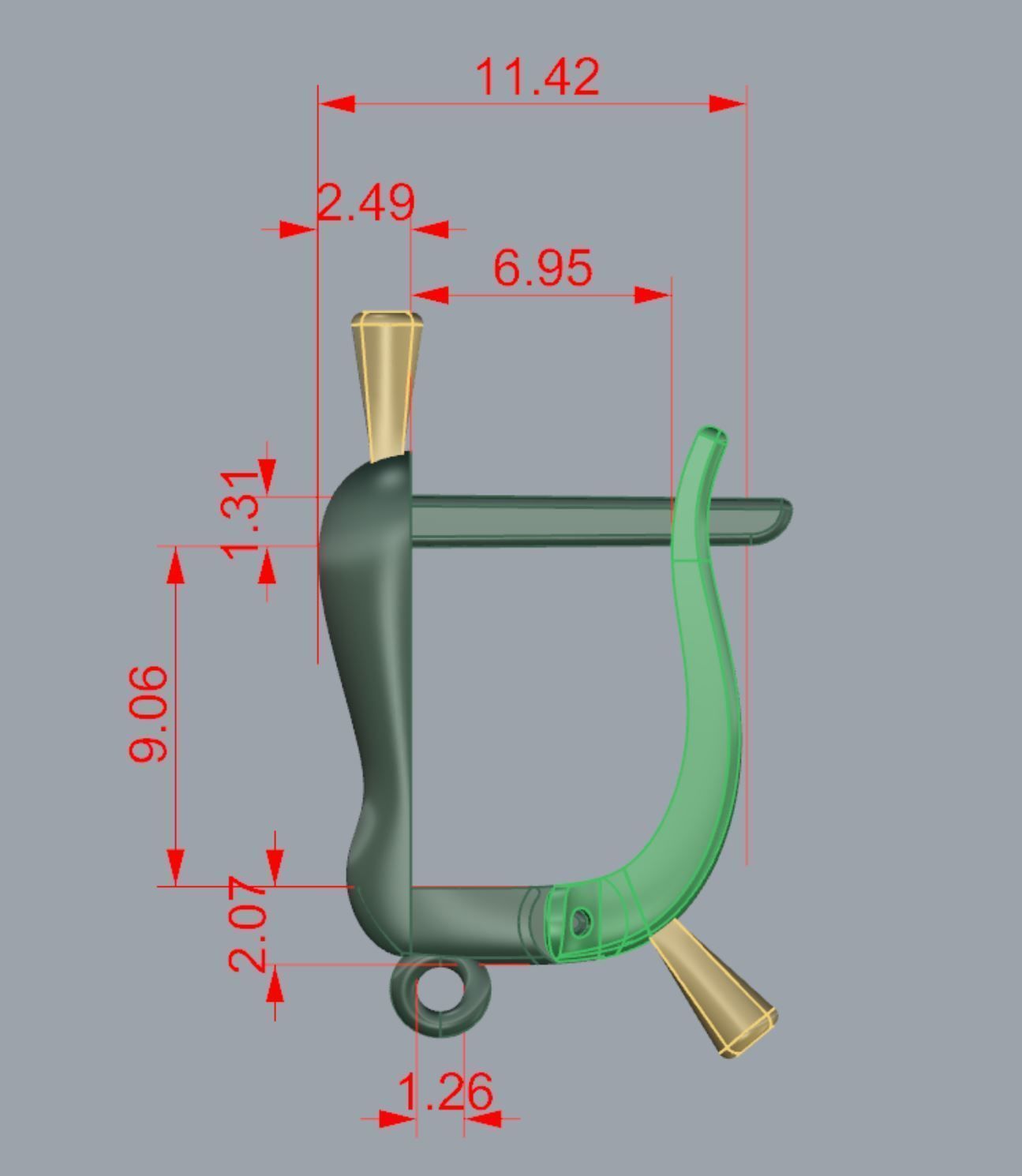 Lock for earrings  3D print model_3