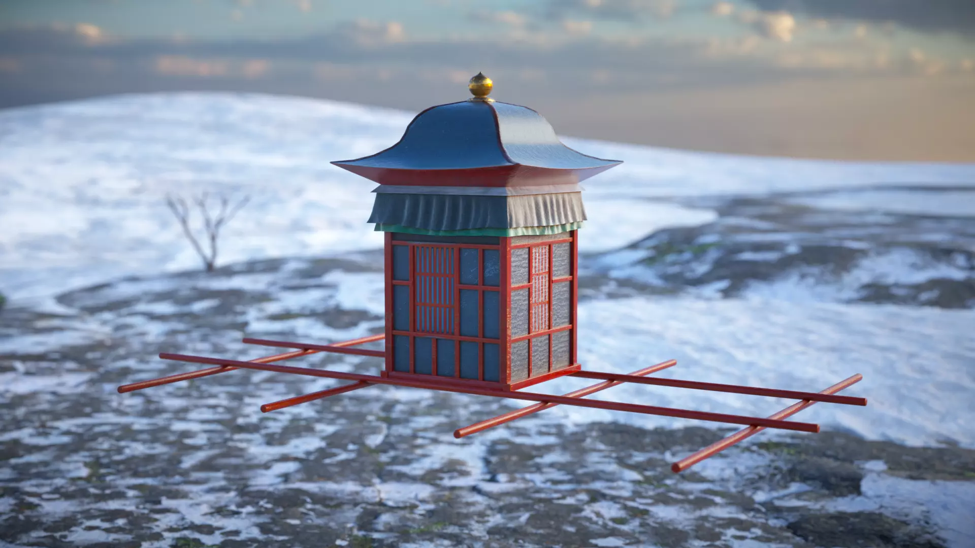 Korean Palanquin Yongjeong - Joseon Tongsinsa 3D model_0