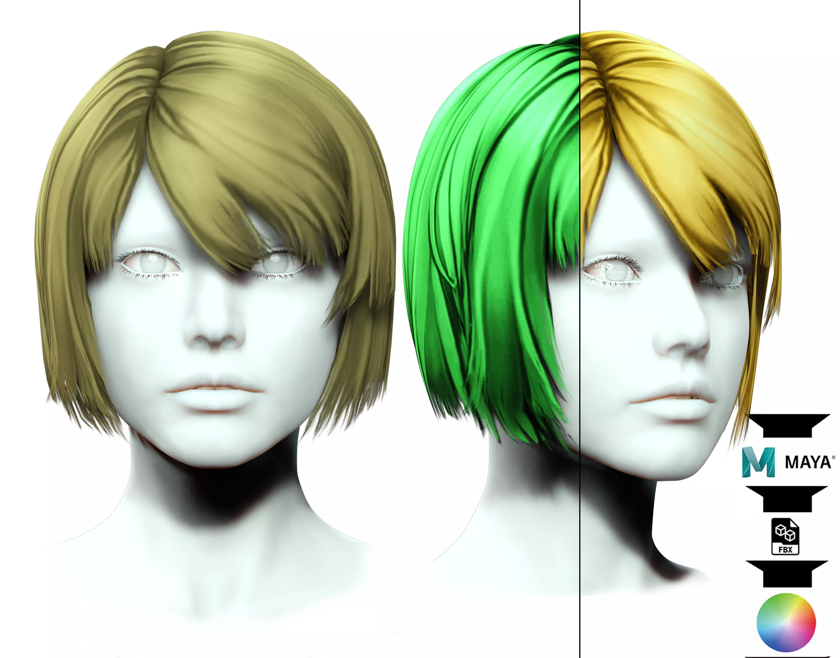 Classic Bob Hair For Woman  Low-poly 3D model_0