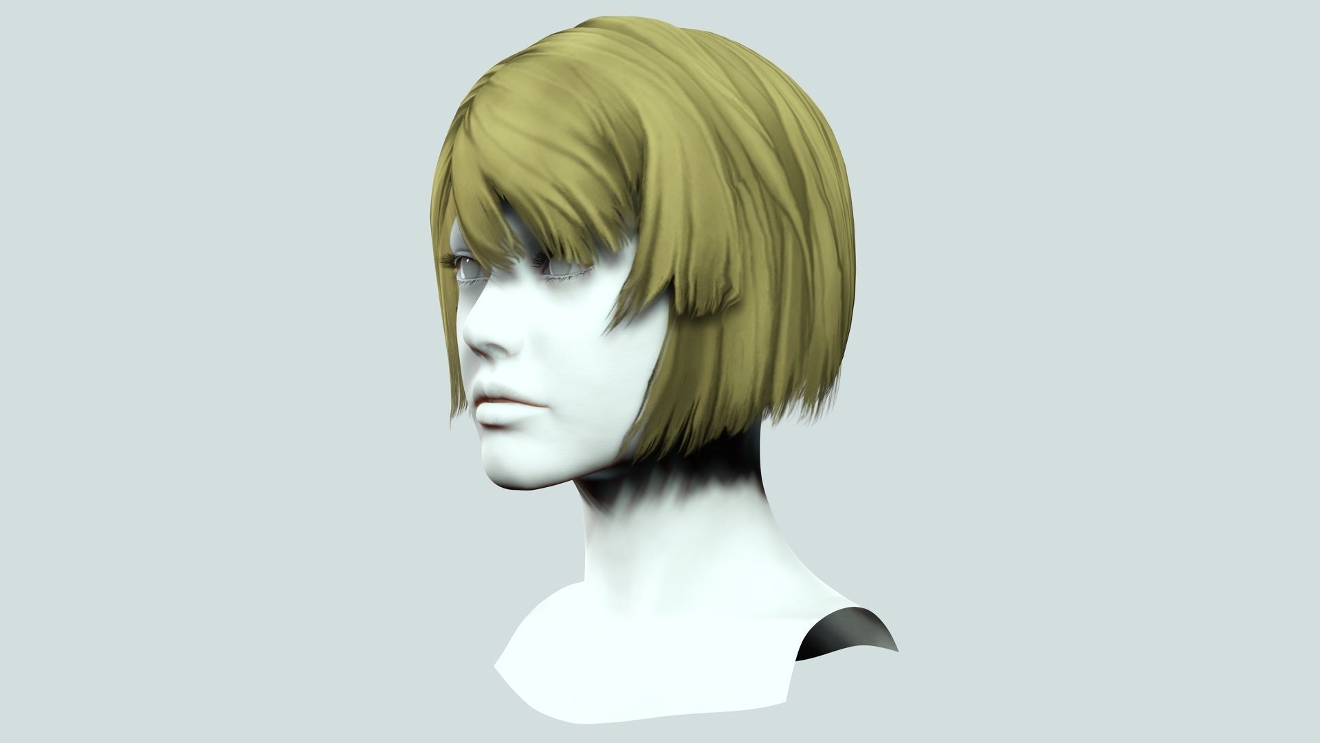 Classic Bob Hair For Woman  Low-poly 3D model_3