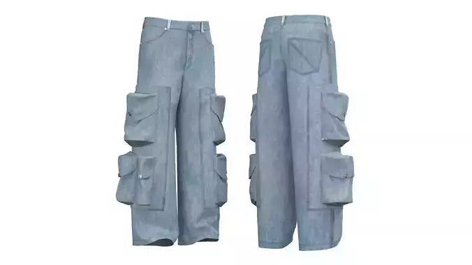 Male cargo denim jean