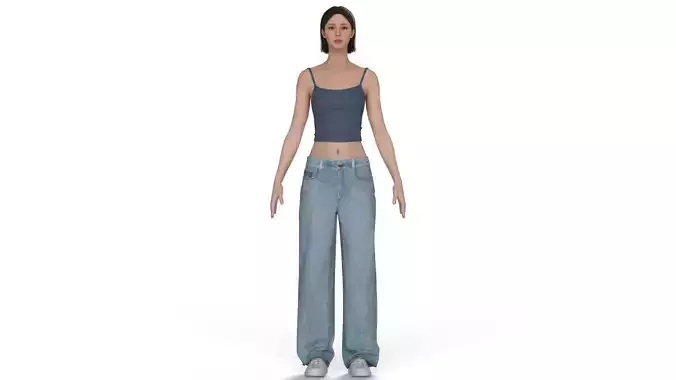 Female denim jean tank