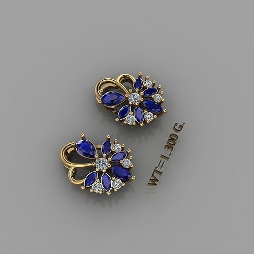 Gold and Sapphire Floral Cluster Earrings
