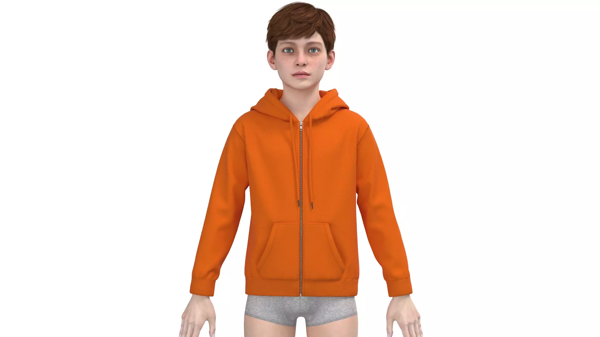 Kids male zipper hoodie 3D model