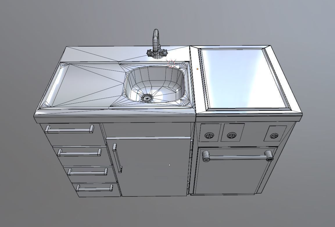 Small Kitchen Modules Low-poly 3D model_9