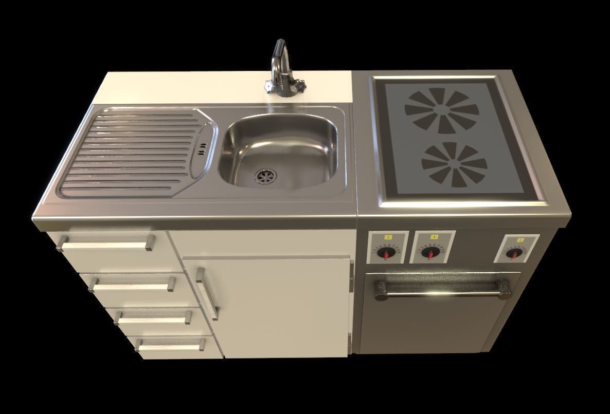 Small Kitchen Modules Low-poly 3D model_25