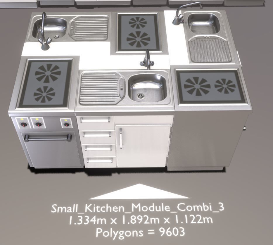 Small Kitchen Modules Low-poly 3D model_8