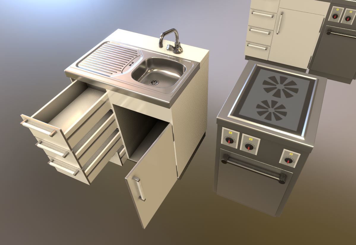 Small Kitchen Modules Low-poly 3D model_22