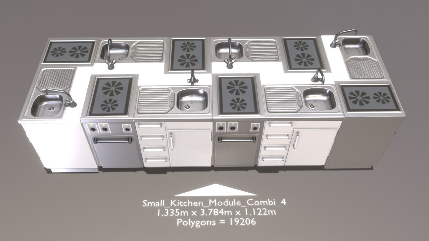 Small Kitchen Modules Low-poly 3D model_3