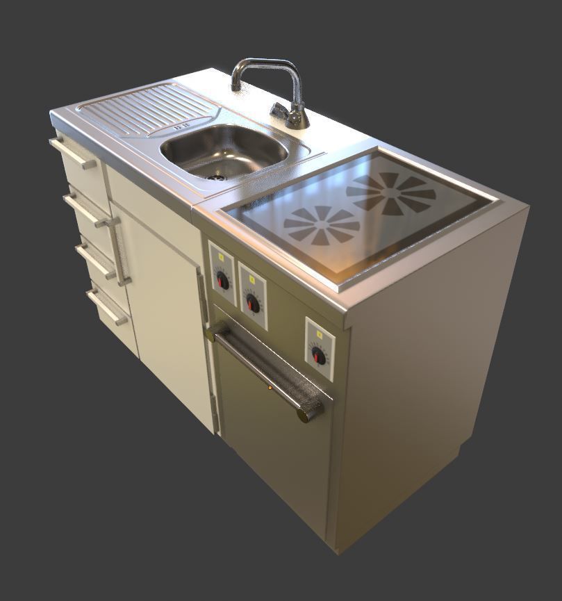 Small Kitchen Modules Low-poly 3D model_26