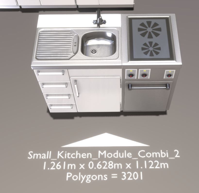 Small Kitchen Modules Low-poly 3D model_5
