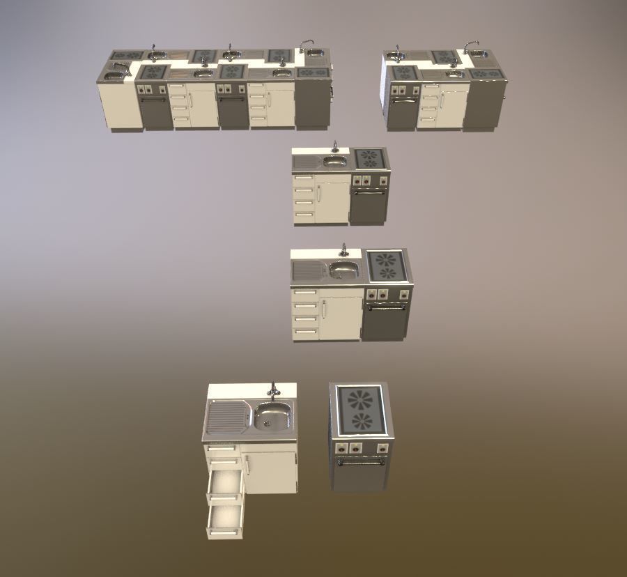 Small Kitchen Modules Low-poly 3D model_21