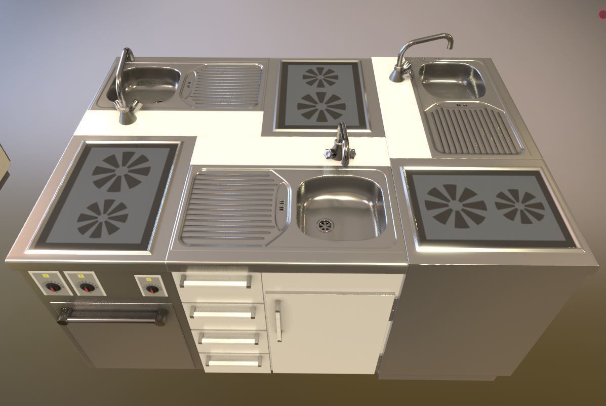 Small Kitchen Modules Low-poly 3D model_18