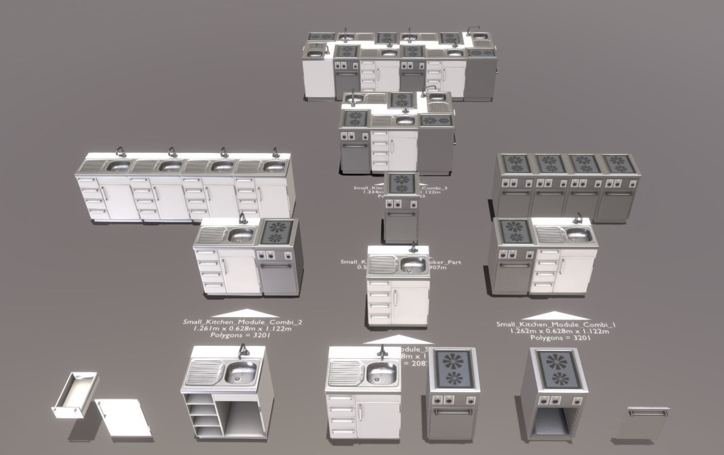 Small Kitchen Modules Low-poly 3D model_30
