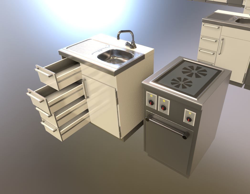 Small Kitchen Modules Low-poly 3D model_19