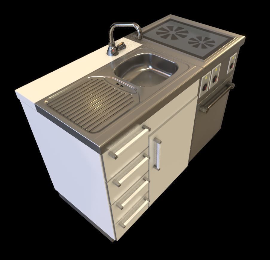 Small Kitchen Modules Low-poly 3D model_31