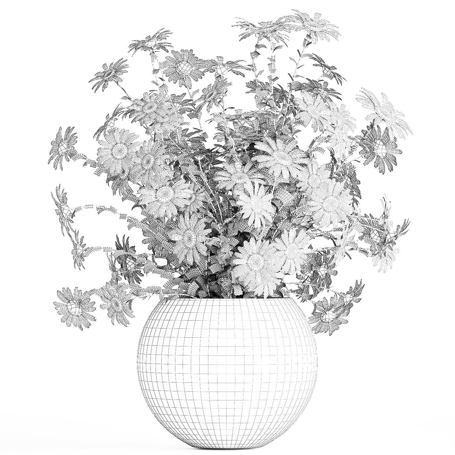 Set of bouquets Hydrangea Gerbera Chamomile 425 3D model_11