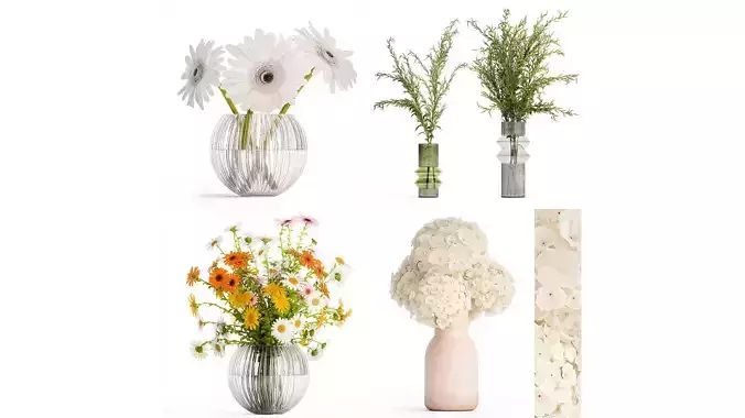 Set of bouquets Hydrangea Gerbera Chamomile 425