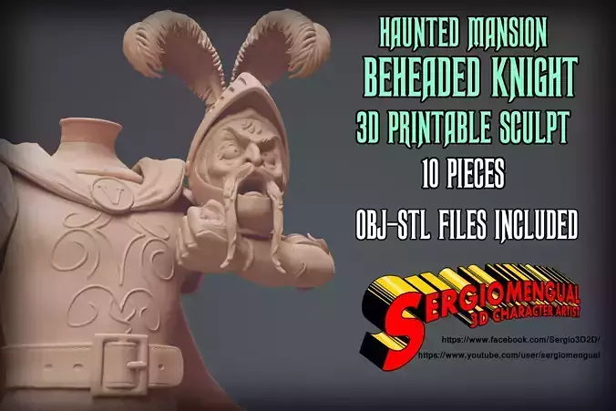 Haunted Mansion The Beheaded Knight 3D Printable Sculpt 3D print model