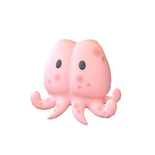 Cartoon Squid Character V1 002 Low-poly 3D model