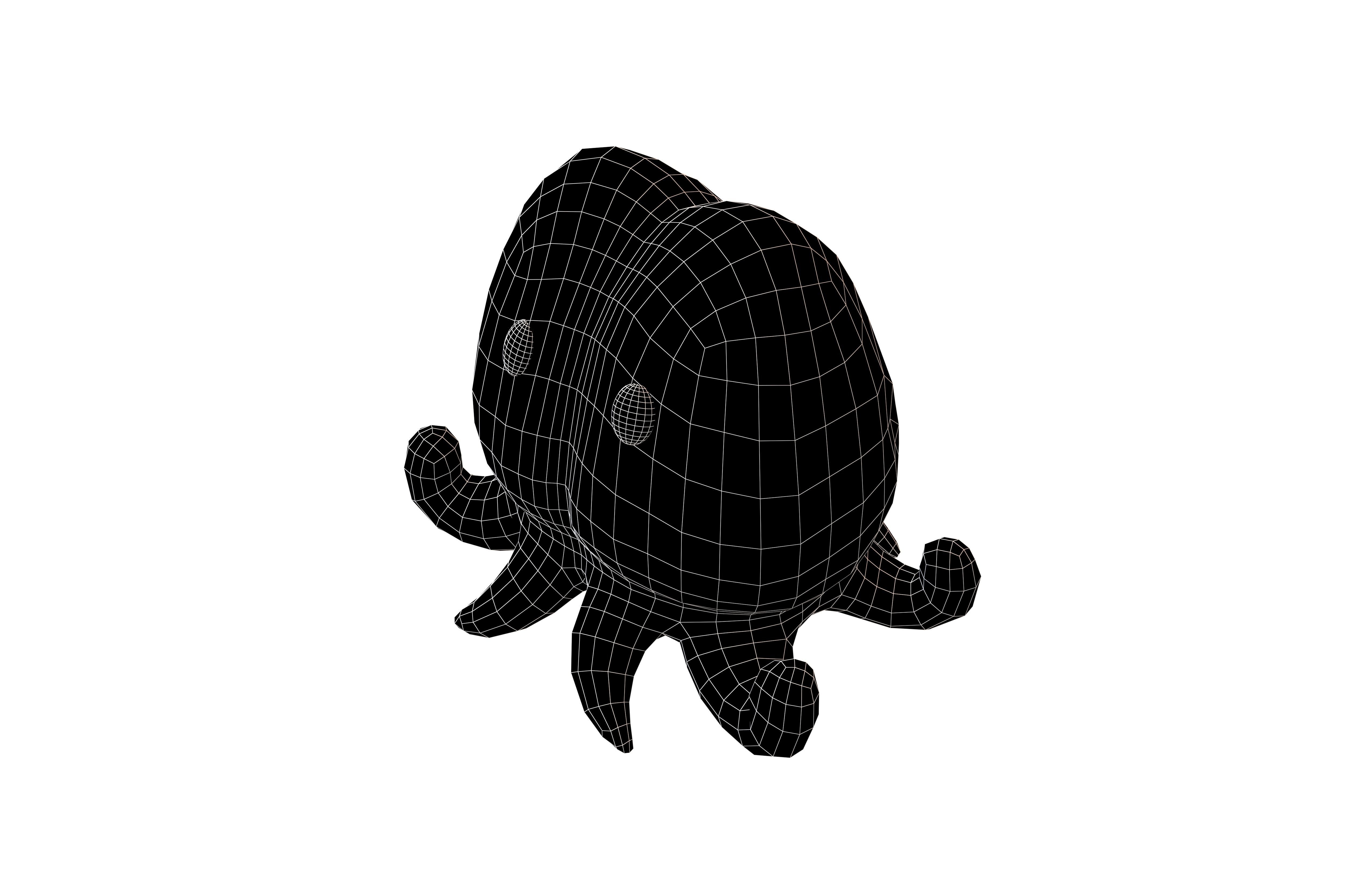 Cartoon Squid Character V1 002 Low-poly 3D model_7