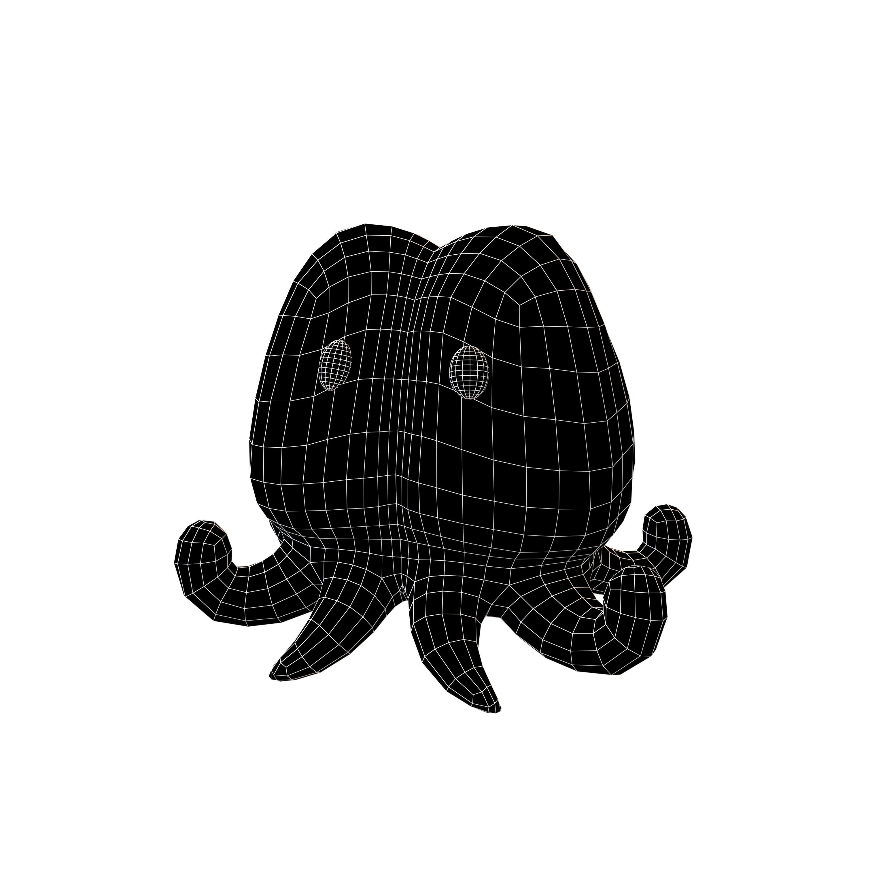 Cartoon Squid Character V1 004 Low-poly 3D model_5