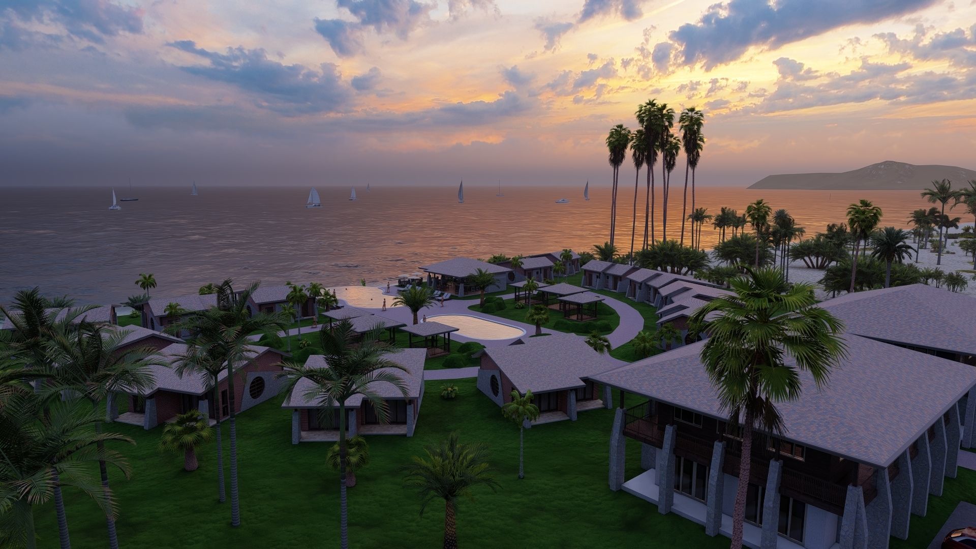 Hotel Beach 3D model_8