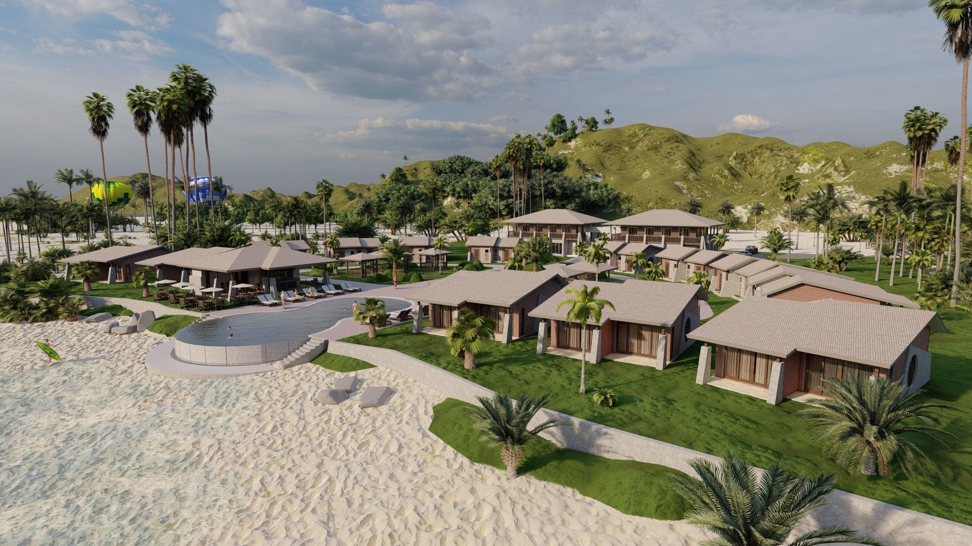 Hotel Beach 3D model_3