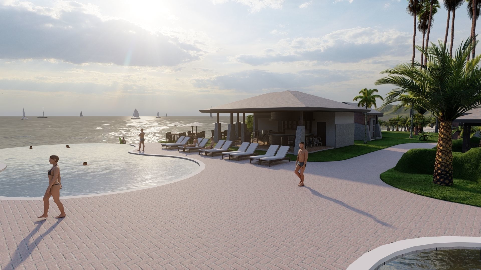Hotel Beach 3D model_1