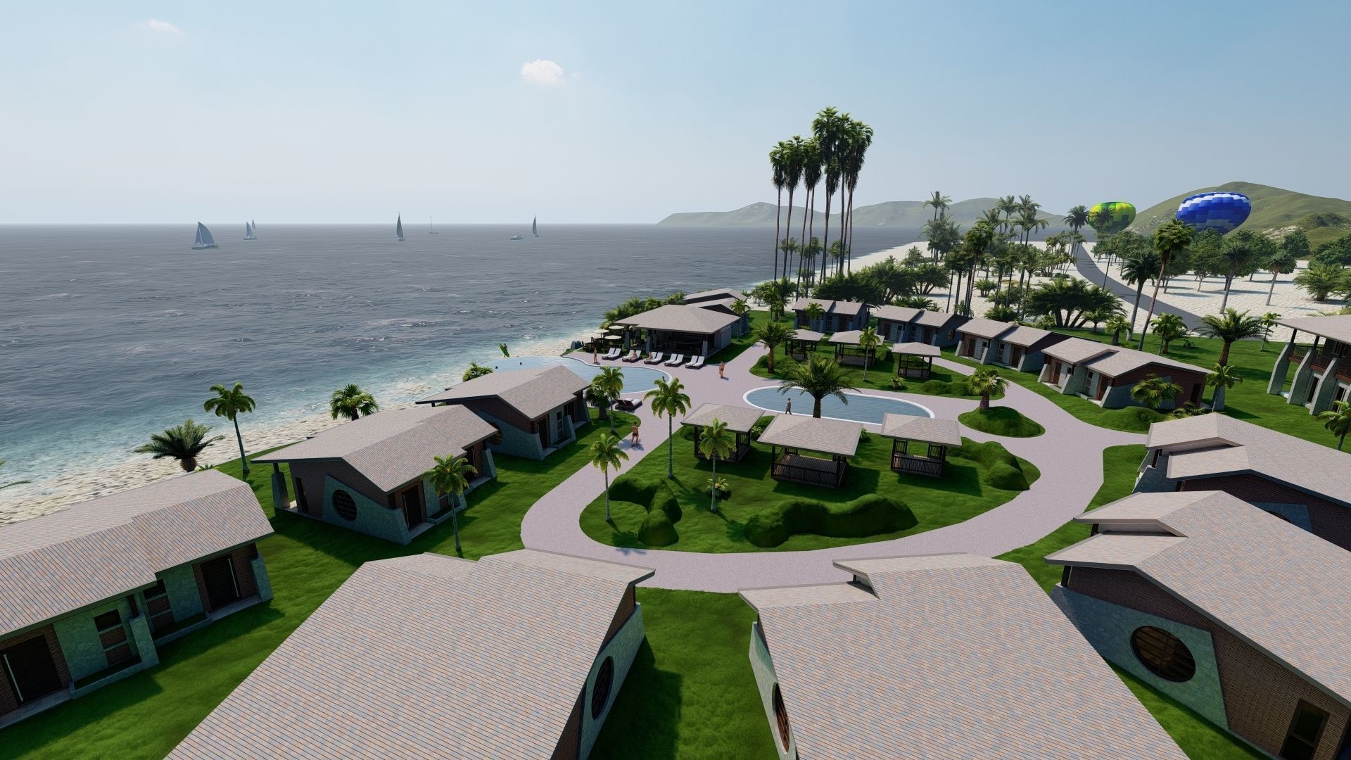 Hotel Beach 3D model_6