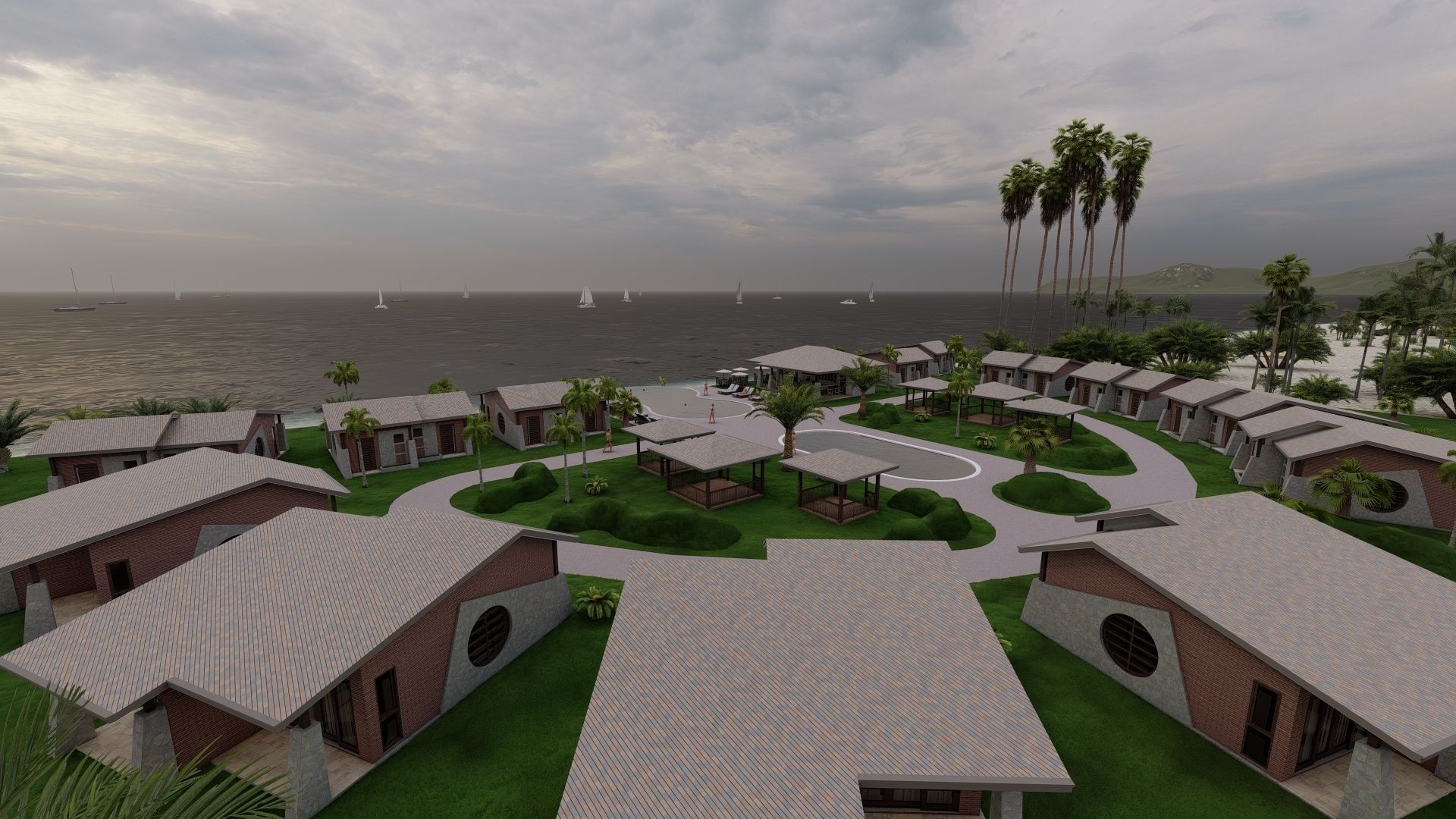 Hotel Beach 3D model_7