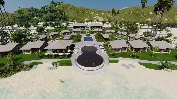 Hotel Beach 3D model
